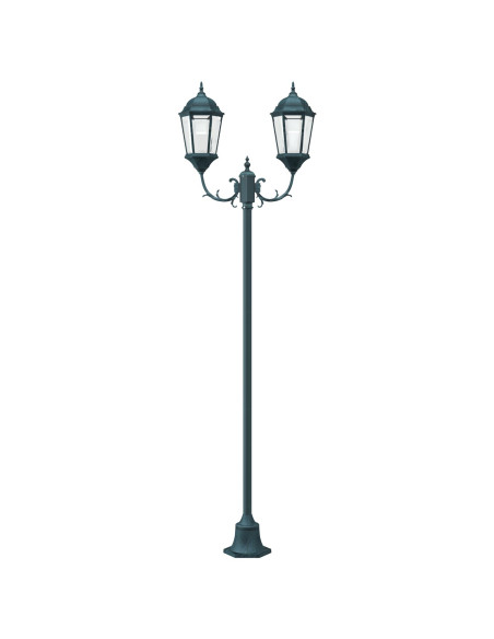 Lampione da Giardino  2-Lampade E27 Verde 220 cm Alluminio