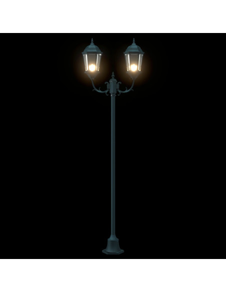 Lampione da Giardino  2-Lampade E27 Verde 220 cm Alluminio