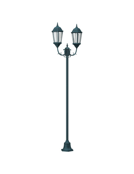 Lampione da Giardino  2-Lampade E27 Verde 220 cm Alluminio
