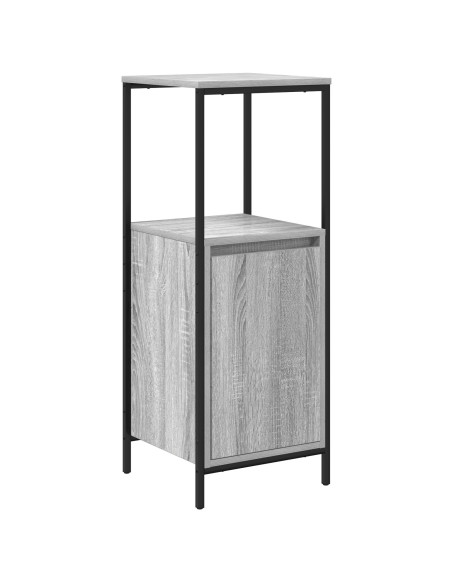 Set di mobili per il bagno con porta 3 pcs Grigio sonoma e Nero