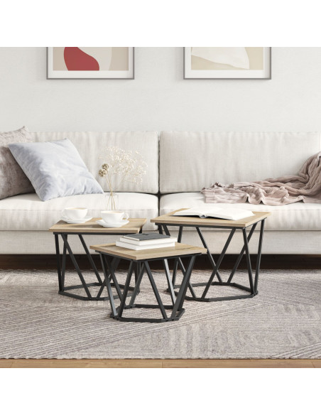 Tavolino da salotto 3 pcs Rovere Sonoma