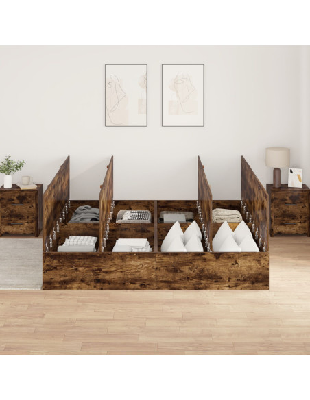 Struttura Letto  Rovere Affumicato Legno Ingegnerizzato Matrimoniale