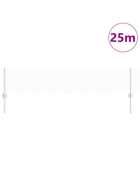 Pali per Recinzione  11 pz U-Channel Grigio 40 cm Acciaio, Recinzione Esagonale  Grigia 0.4x25 m Acciaio