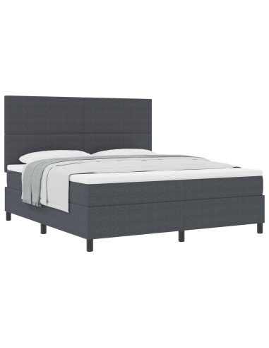 Letto a molle con testiera Grigio Scuro e Bianco 180 x 200 cm