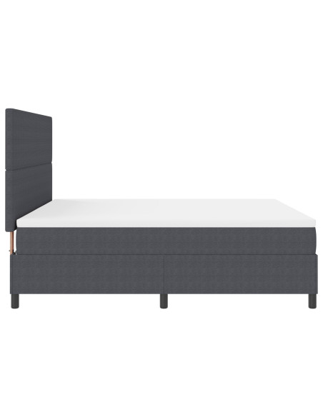 Letto con Rete a Molle  con Materasso Grigio Scuro in Tessuto di Corduroy