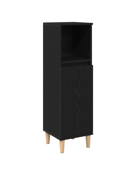 Armadio da bagno  Nero Rovere 30x30x100 cm Legno ingegnerizzato