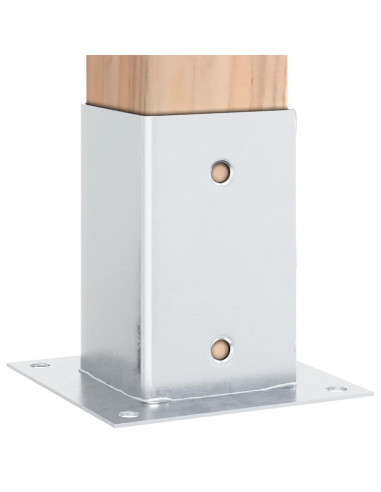 Basi per Pali Quadrate 12 pz Argento 91x91 mm Acciaio Zincato