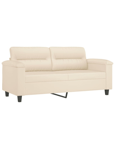 Set Divani 3 pz con Cuscini Beige in Tessuto Microfibra