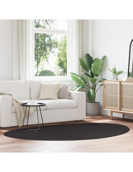 Tappeti  Nero Poliestere 160 x 230 cm Tappeto per area Ovale