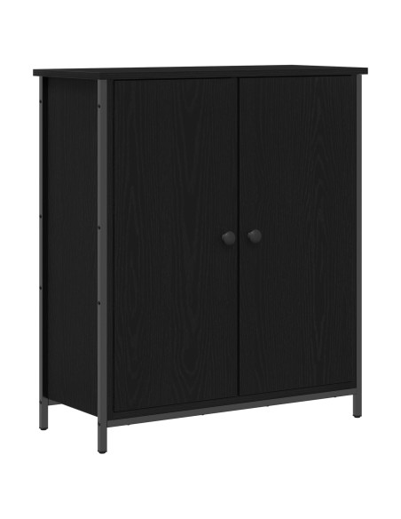 Mobile da buffet rovere nero 70x30x80 cm legno ingegnerizzato e acciaio