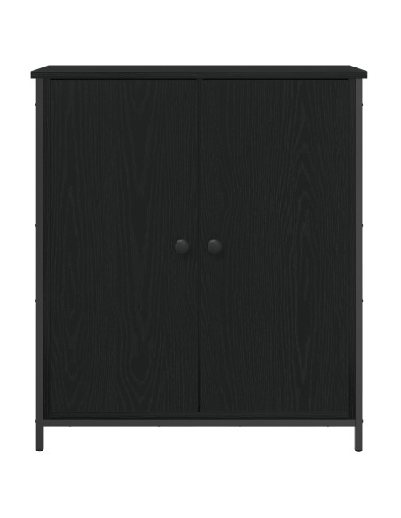Mobile da buffet rovere nero 70x30x80 cm legno ingegnerizzato e acciaio