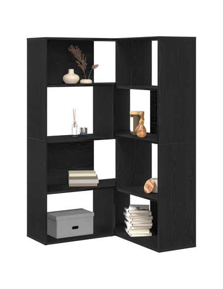 Armadio Angolare  Nero Rovere 140x30x140 cm Legno ingegnerizzato