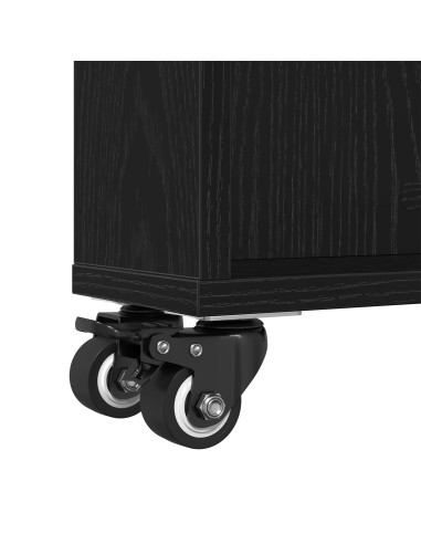 Carrello di Stoccaggio Stretto Rovere Nero 48 x 13 x 68 cm