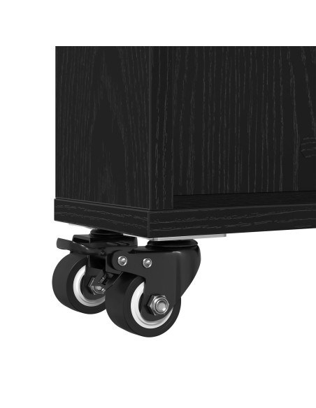 Carrello di Stoccaggio Stretto Rovere Nero 48 x 13 x 68 cm