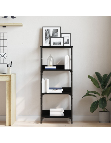 Libreria Nero Rovere 50x33x117,5 cm Legno ingegnerizzato e Acciaio