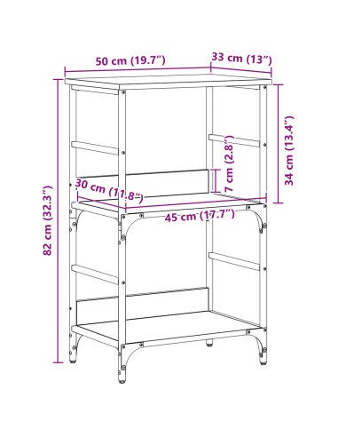 Libreria Rovere Nero 50 x 33 x 82 cm Legno multistrato