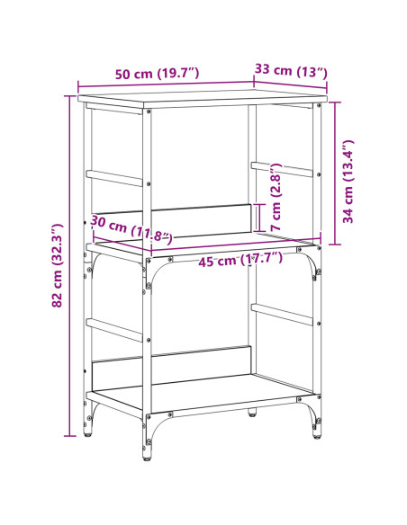 Libreria Nero Rovere 50x33x82 cm Legno ingegnerizzato e Acciaio