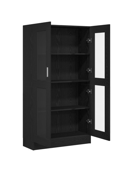 Libreria Nera in Finitura Rovere di  82,5x30,5x150 cm in Legno Ingegnerizzato