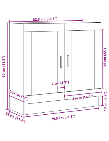 Armadio per Libri Rovere Nero 82,5 x 30,5 x 80 cm