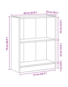Armadio per Libri Rovere Nero 60 x 24 x 76 cm Legno multistrato 2