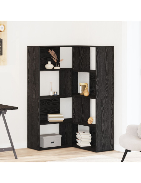 Armadio Angolare  Nero Rovere 140x30x140 cm Legno ingegnerizzato