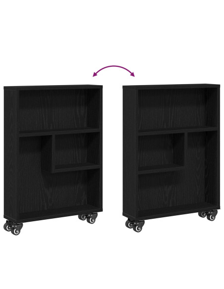 Carrello di Stoccaggio Stretto Quercia Nera 48x13x68 cm Legno Ingegnerizzato
