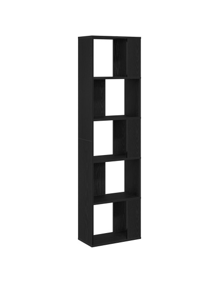 Libreria 5 ripiani Nero Rovere 45x23,5x162,5 cm Legno ingegnerizzato