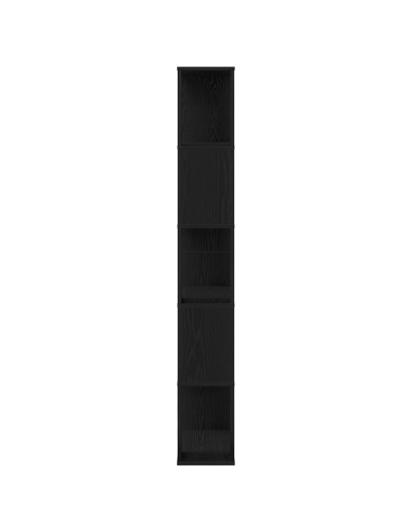Libreria 5 ripiani Nero Rovere 45x23,5x162,5 cm Legno ingegnerizzato