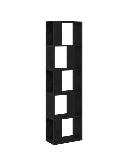 Libreria 5 ripiani Nero Rovere 45x23,5x162,5 cm Legno ingegnerizzato