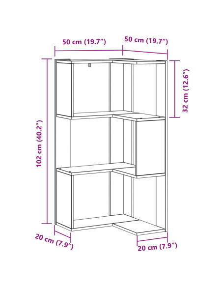 Libreria Rovere Nero 50 x 50 x102 cm