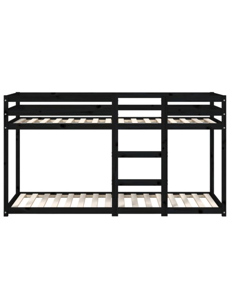 Letto a Castello Nero 90x200 cm in Legno Massello di Pino