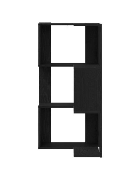 Libreria Angolare a 3 Ripiani Rovere Nero 50x50x102 cm Legno Ingegnerizzato