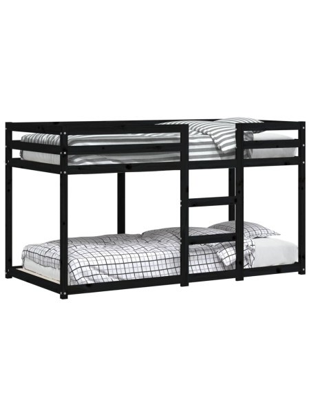 Letto a Castello Nero 90x190 cm in Legno Massello di Pino
