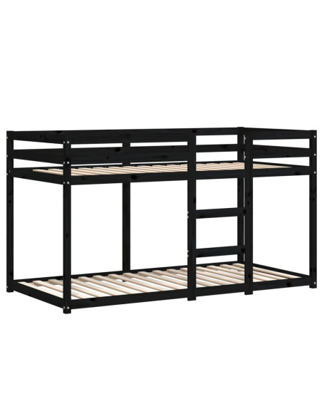 Letto a Castello Nero 90x190 cm in Legno Massello di Pino
