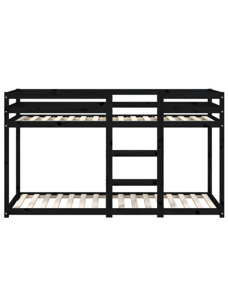 Letto a Castello Nero 90x190 cm in Legno Massello di Pino