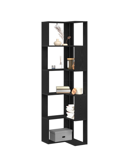 Scaffale angolare  a 5 ripiani in rovere nero 50x50x179 cm in legno ingegnerizzato