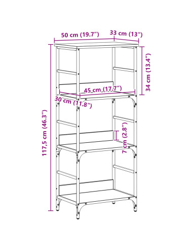 Libreria Rovere Nero 50 x 33 x 117,5 cm Legno multistrato