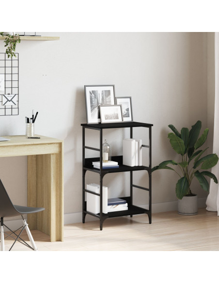 Libreria Nero Rovere 50x33x82 cm Legno ingegnerizzato e Acciaio