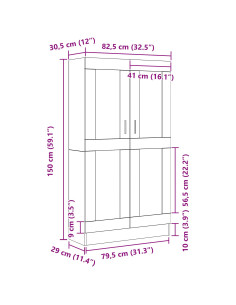 Armadio per Libri Rovere Nero 82,5 x 30,5 x 150 cm 2