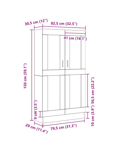 Armadio per Libri Rovere Nero 82,5 x 30,5 x 150 cm