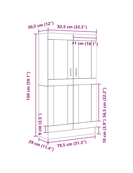 Libreria Nera in Finitura Rovere di  82,5x30,5x150 cm in Legno Ingegnerizzato