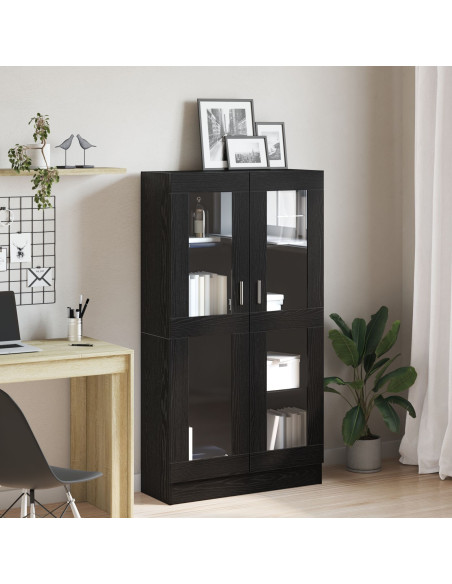 Libreria Nera in Finitura Rovere di  82,5x30,5x150 cm in Legno Ingegnerizzato