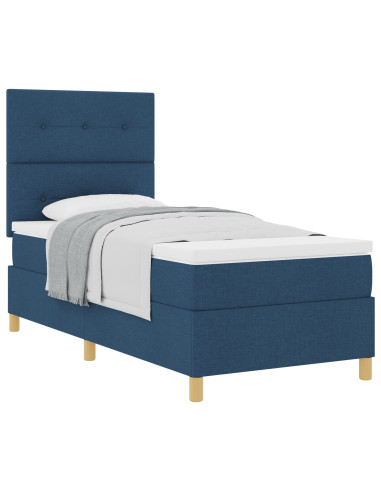Letto a molle con materasso Blu 90 x 200 cm Tessuto