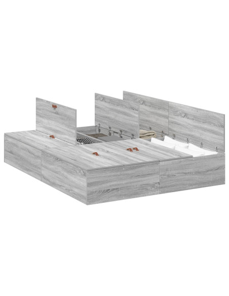 Struttura Letto con Contenitore  Grigio Sonoma 140x190 cm
