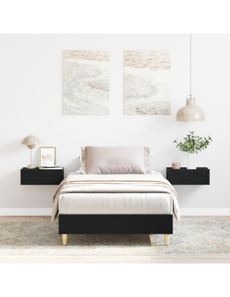 Letto con Rete 90x190 cm in Legno Ingenerizzato Rovere Nero