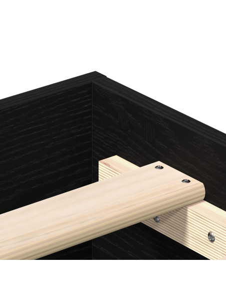 Letto con Rete 90x190 cm in Legno Ingenerizzato Rovere Nero