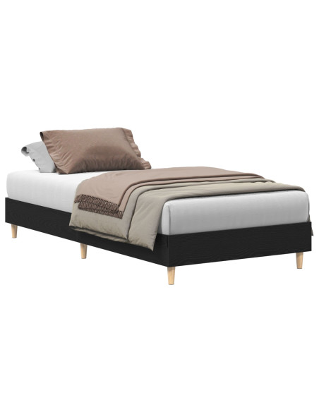 Letto con Rete 90x190 cm in Legno Ingenerizzato Rovere Nero