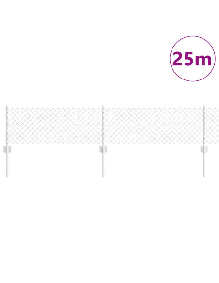 Recinzione con Posto Argento 0,4 x 25 m Acciaio