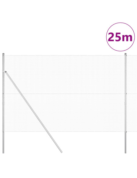 Palo della recinzione Argento Rete 25 x 1,5 m (rete 16 x 16 mm)