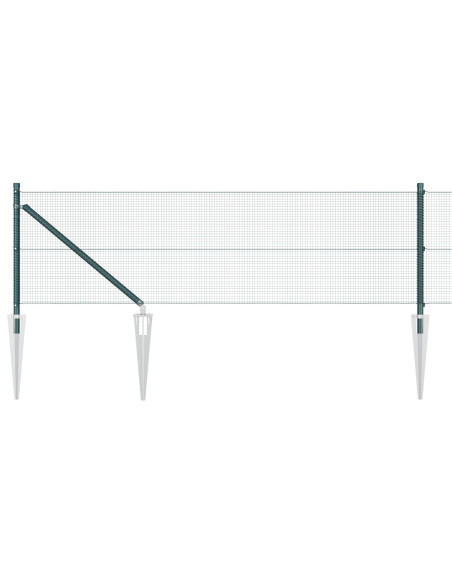 Recinto in Filo Saldato  con 13 Pali a Punta Verde 0.4x100 m Acciaio